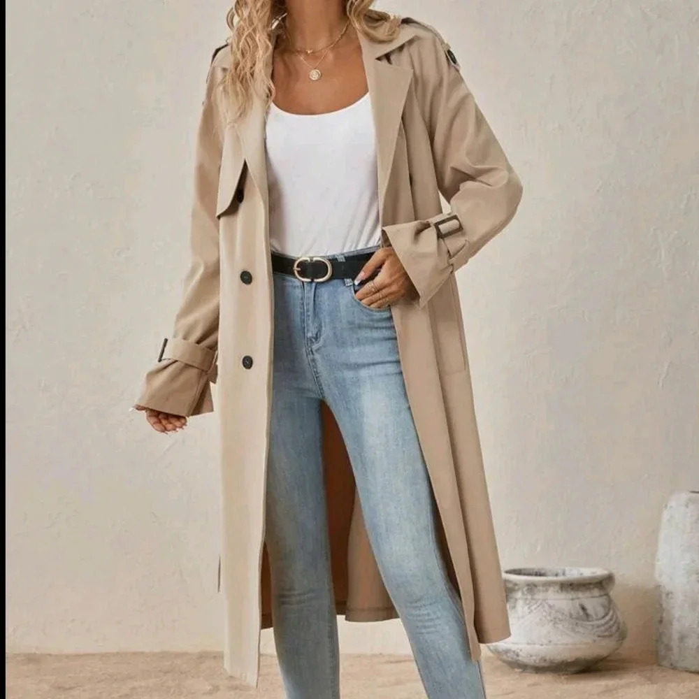 Double Breasted Belted Trench Coat - Picture 5 of 6
